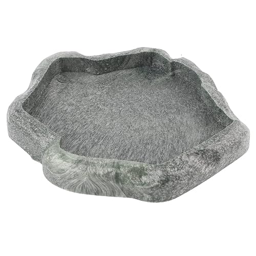 Sheens Alimentador de Reptiles, Resina de Roca Reptil Alimento y Agua Recipiente de alimentación Terrario…