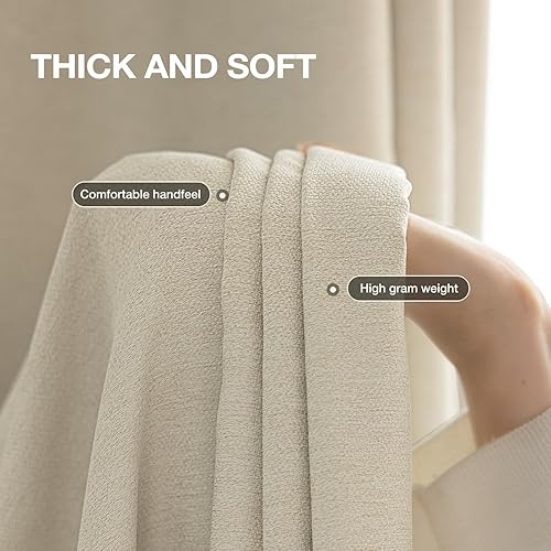 Miniatura 4 de Cortinas opacas de 84 pulgadas de largo, juego de 2 paneles para sala de estar, con ojales, aspecto de lino, texturizado, bloqueo de luz,
