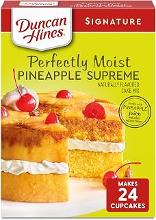 Duncan Hines Pineapple Supreme Cake Mix 15.25 oz - Moist Tropical Flavor with Real Pineapple Juice for Upside-Down Cakes & Cupcakes