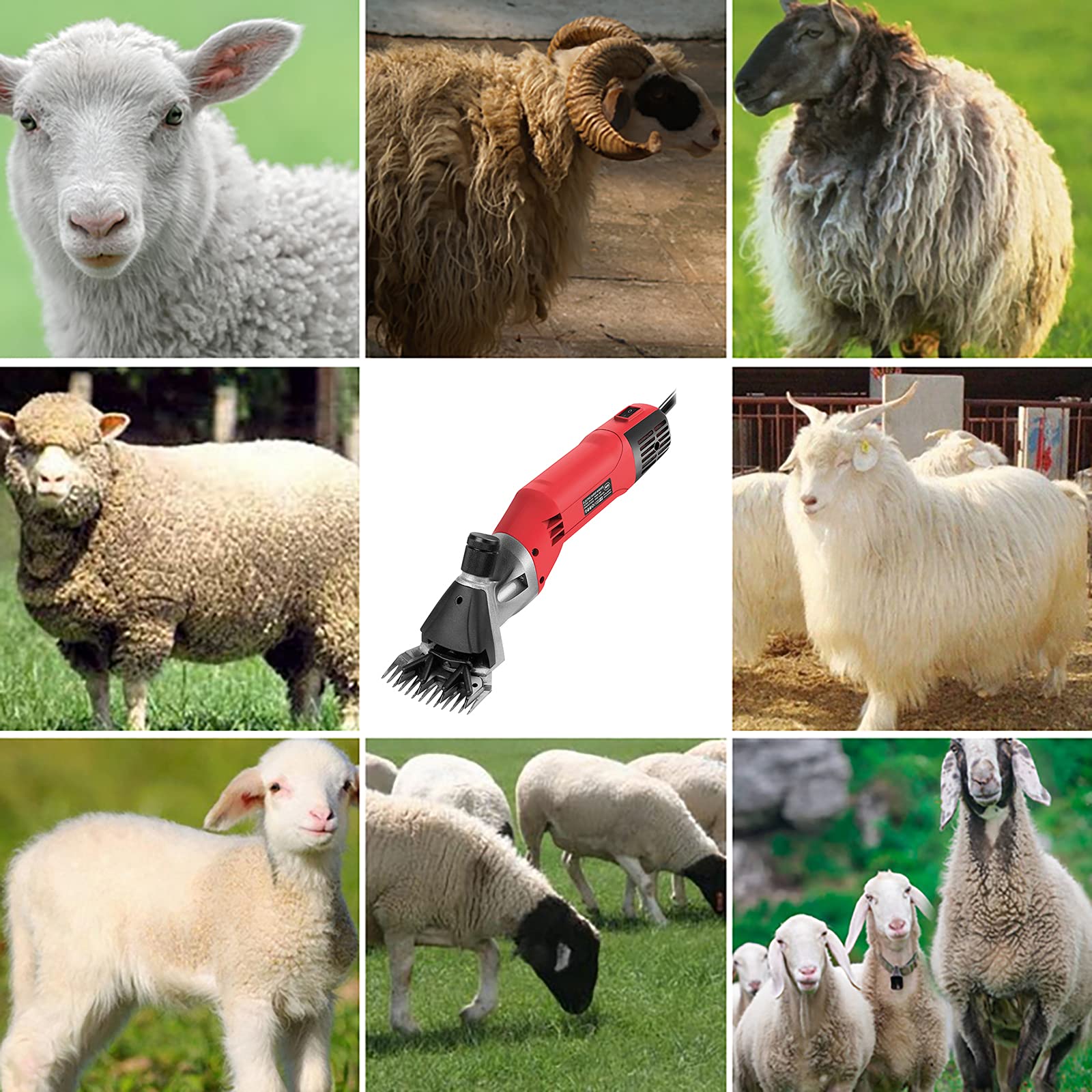 Vinteky Forbici elettriche per pecore, 780W Tosatrici professionali per la toelettatura degli animali Cesoie per capre regolabili Cesoie per lana per Sheep Horse Alpaca (Blu)