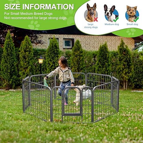 Miniatura 2 de Cerca para perros y cachorros, corralito portátil para mascotas, para interiores, gran recinto de metal resistente, para perros pequeños, medianos,