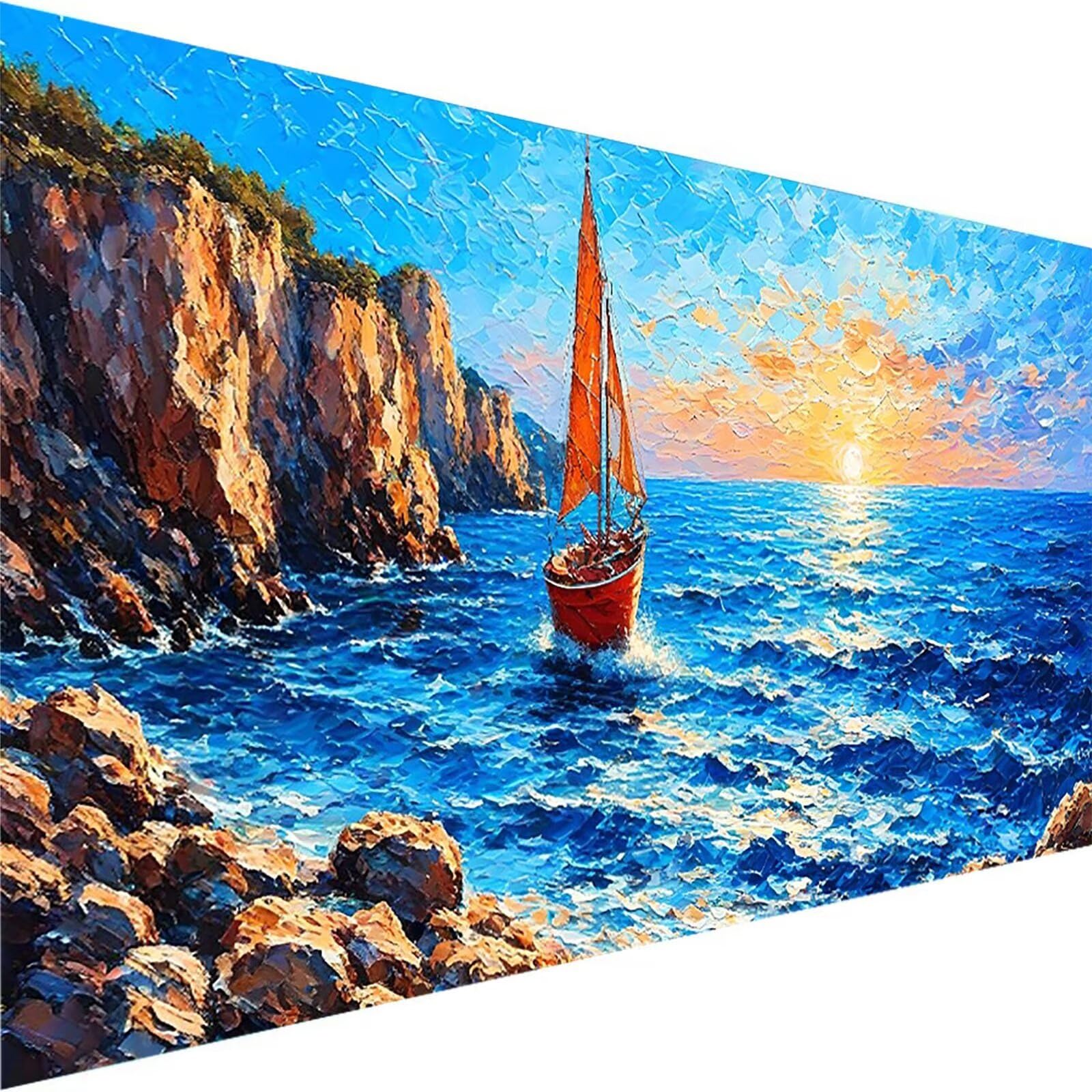 Malen Nach Zahlen für Kinder, Erwachsene und Anfänger, DIY Malen Nach Zahlen Landschaft für Mädchen und Jungen, Meer (90x180cm), Ohne Rahmen - Kinder über 6 Jahre DIY Handgemalt Gemälde Kit 3-C