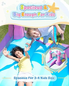 AirMyFun Pink Inflatable Toddler Bounce House with Blower, Indoor/Outdoor Jumping Castle for Kids 3-8, Inflatable Bouncy House with Slide, 82011B