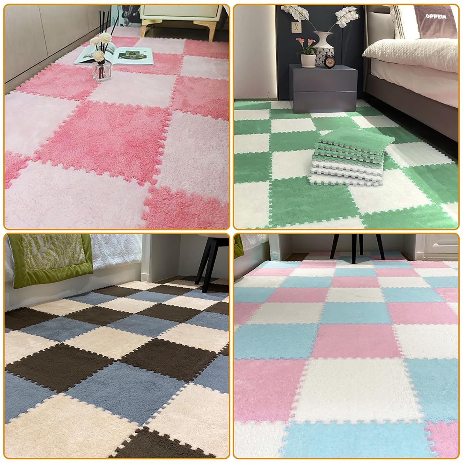 12 tappetini puzzle a incastro, in schiuma, 30 x 30 cm, per bambini, per il soggiorno, la camera da letto, per il gioco (bianco)