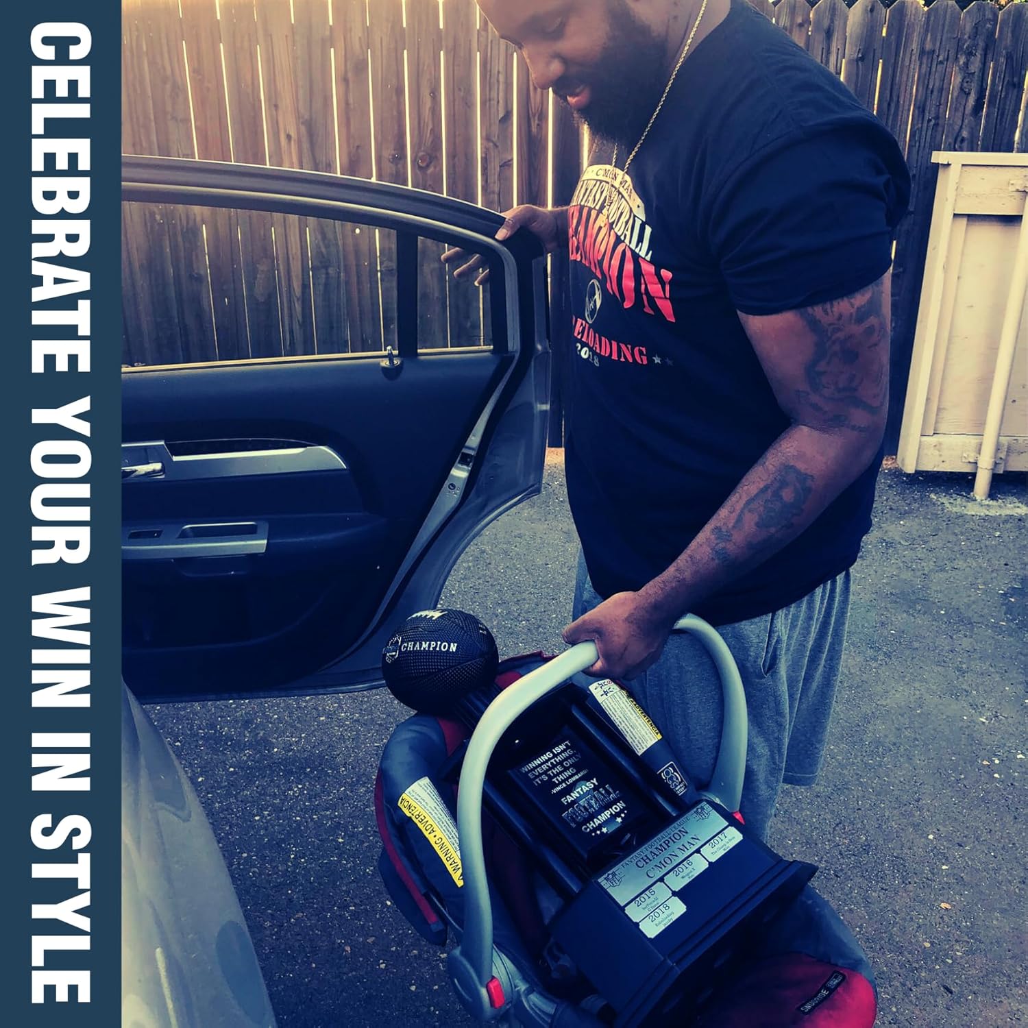 TrophySmack Perpetual Fantasy Football Trophy - Customizable Championship Trophy Award Winner | Free Engraving up to 19 Years Past Winners