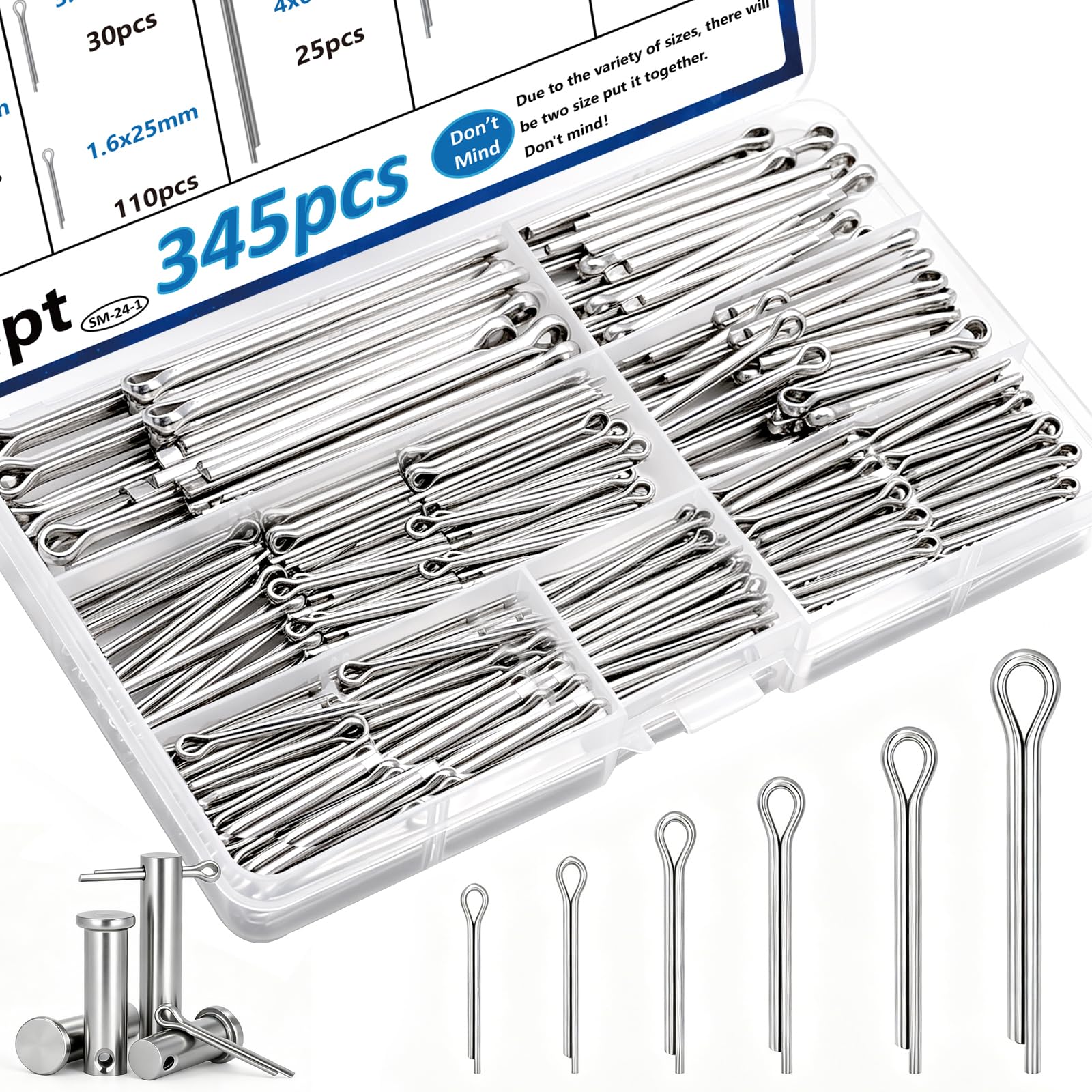 Clevis Pin Assortment Kit - 132 Stainless Steel Pins -10
