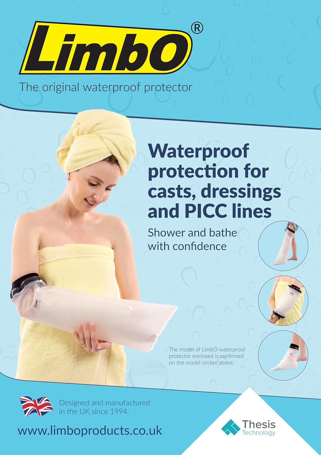 LimbO Waterproof Protectors Cast and Bandage Cover - Adult Full Arm (M60L: 25-29 cm Upper Arm Circ.)
