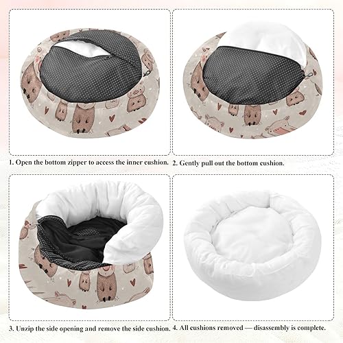 Miniatura 8 de KLL Cartoon Brown Cute Pigs Anxiety Relief Pet Cat Beds fluffier Dog Pillow Bed for Small Size Pets Supplies Camas para mascotas Grandes