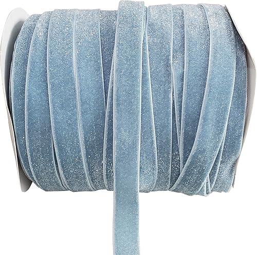 Miniatura 3 de Carrete de cinta de terciopelo de 10 yardas, con incrustaciones de poliéster plateado (menta, 38)