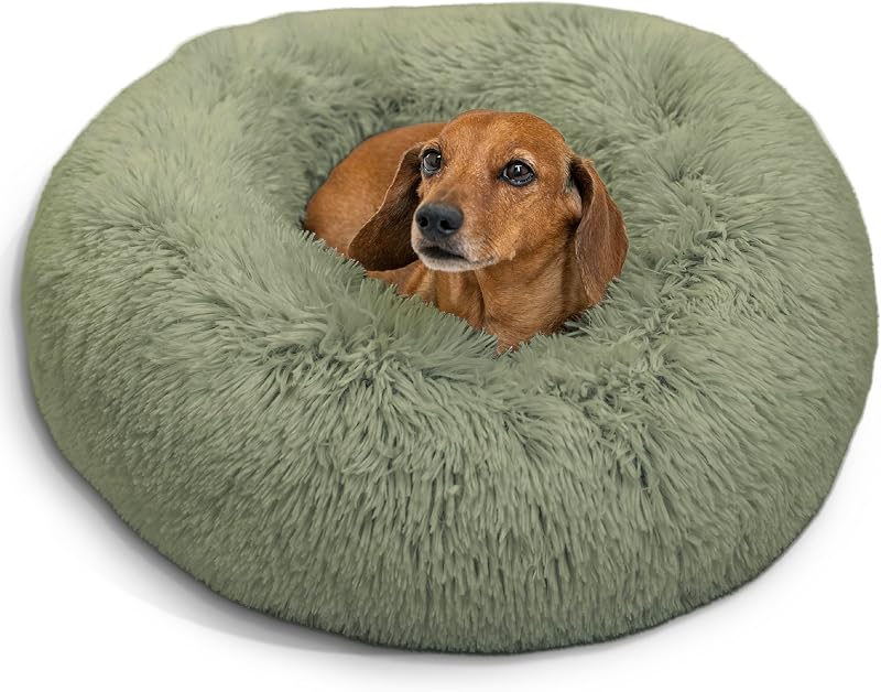 Cama Donut para Cães e Gatos Best Friends by Sheri, Pelúcia Shag Verde Sage, 58,42 x 58,42 x 17,78 cm