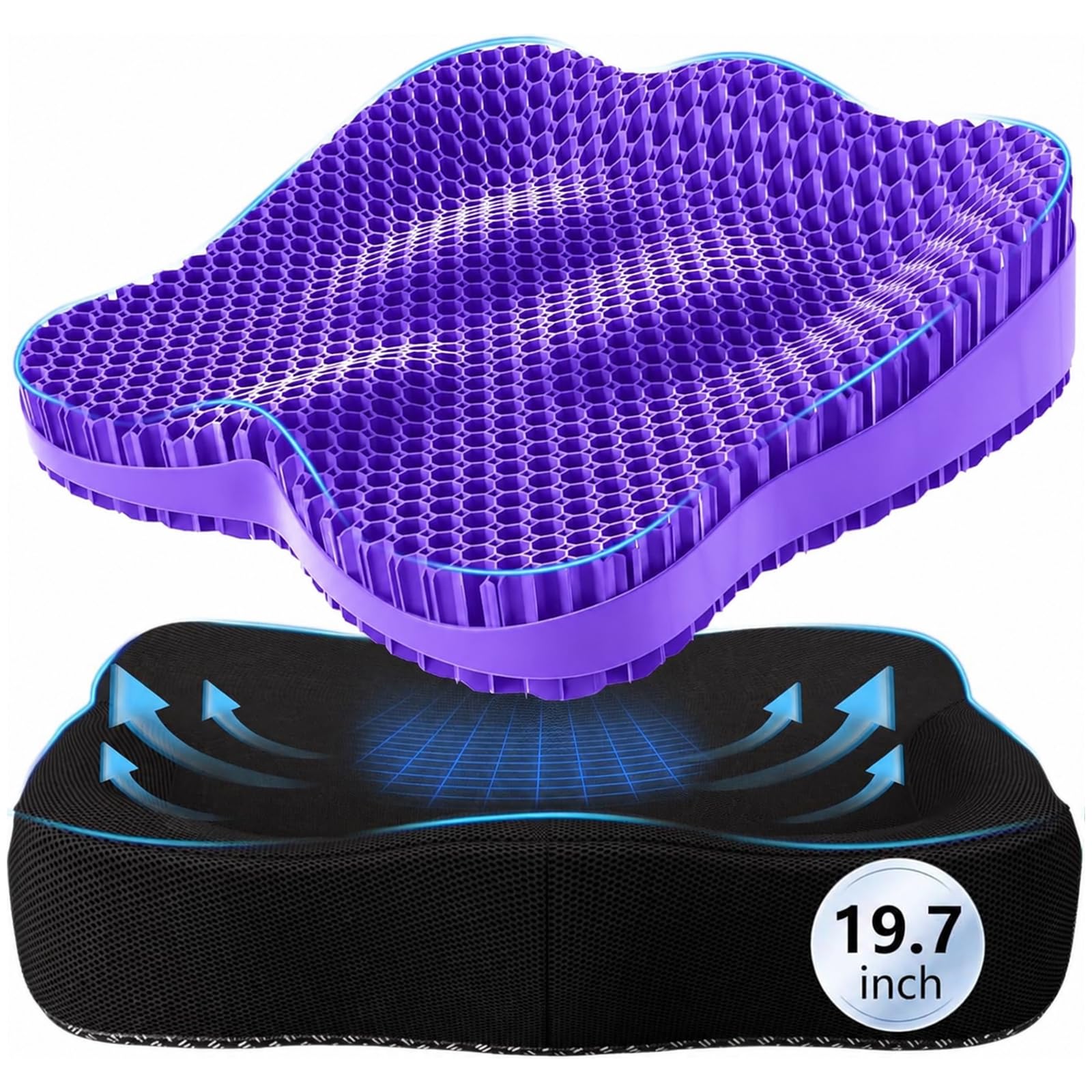 19.7in Thicken Gel Seat Cushion Pressure Relief for Long Sitting