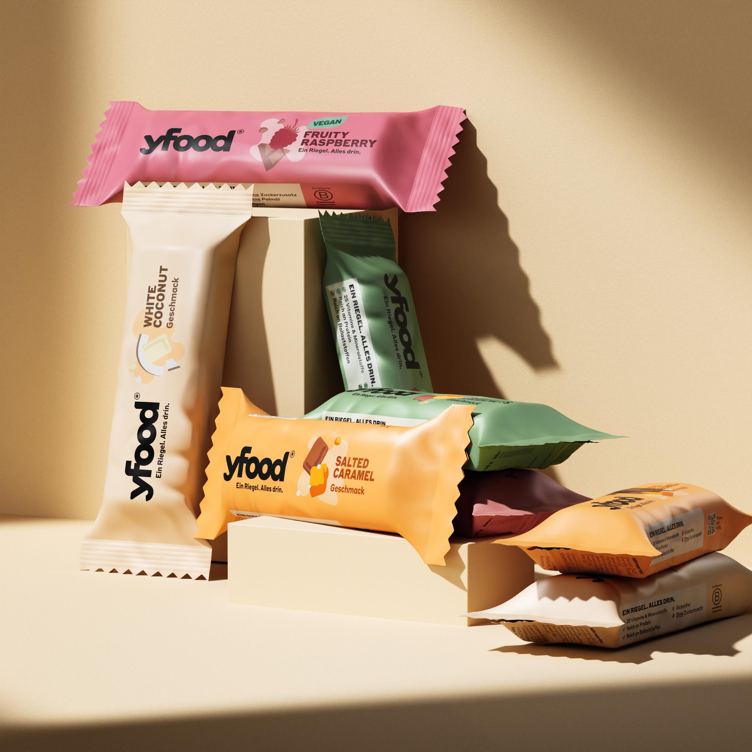 yfood barres, pack decouverte (8 repas, 5 variétés) – En-cas complet et sain à emporter, contenant 14 g de protéines, 26 vitamines et minéraux.
