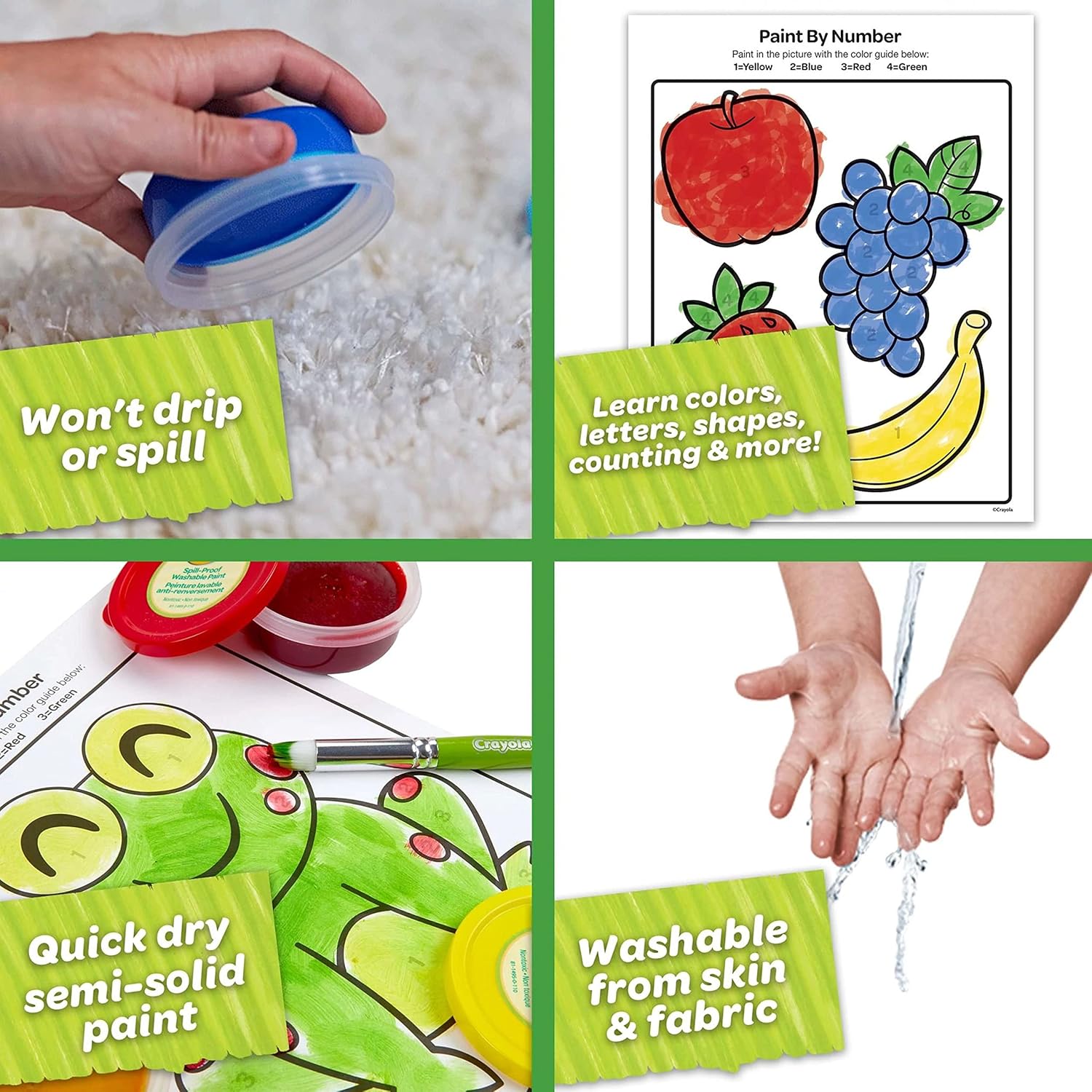 Crayola Spill Proof Paint Set, Washable Paint for Kids, Ages 3, 4, 5, 6