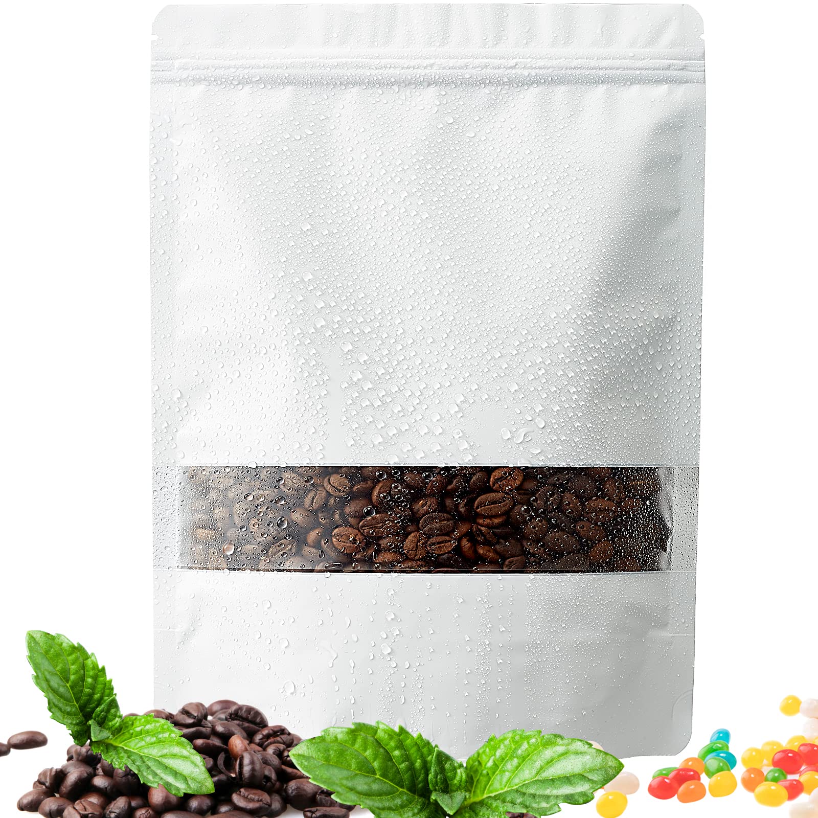 Stand-up Smell-Proof Bags for Small Business Packaging - Candy Food Storage Bag Edible Pouch Bags with Clear Window 100 Pcs Bags for Candy