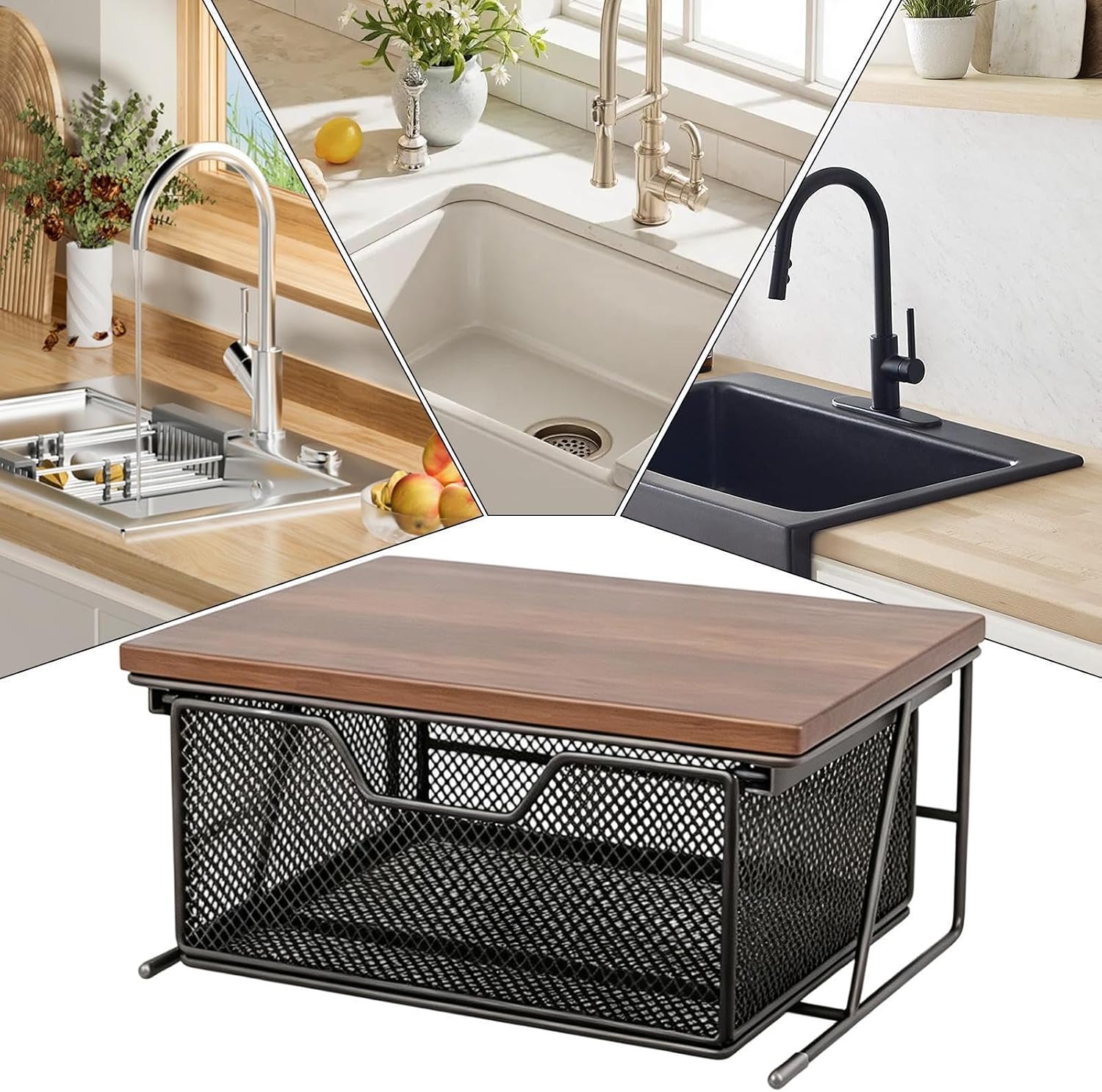 Countertop Drawer Basket | Space-Saving Sliding Organizer Rack,Pull Out Countertop Rack,for Coffee Pods Snacks Tea Bags Kitchen Farmhouse Home Dorm Room Dining Room