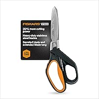 Fiskars Pro PowerArc Heavy Duty Shop Shears 10 Inch Stainless Steel Industrial Scissors for Construction & DIY