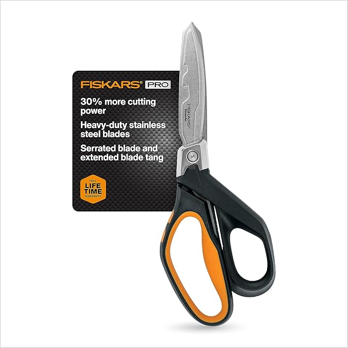 Fiskars Pro PowerArc Shop Shears, Heavy Duty Stainless Steel Scissor, Industrial Grade Tool for Building and Construction, 10 in, Orange/Black Fiskars Pro PowerArc Shop Shears, Heavy Duty Stainless Steel Scissor, Industrial Grade Tool for Building and Construction, 10 in, Orange/Black
