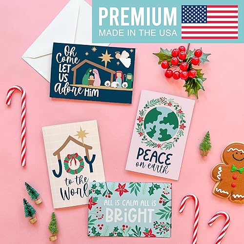 Miniatura 3 de 24 tarjetas de Navidad en caja con sobres, tarjetas de pesebre religiosas surtidas a granel