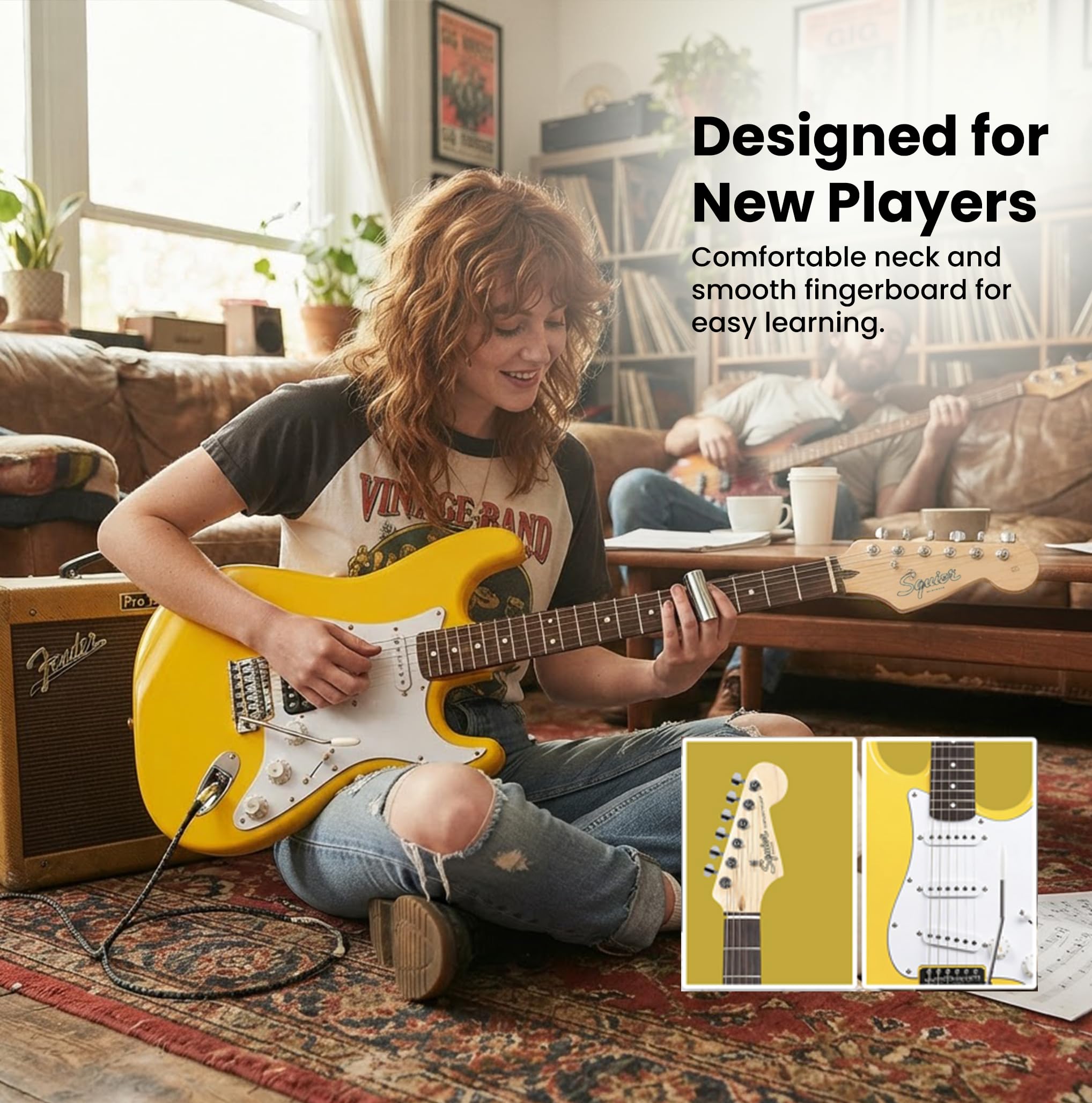 Amazon.co.jp: Fender Squier Stratocaster - グラフィティイエロー