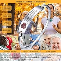 Vista 2 de VNOX Medical Bracelet for Women-Stainless Steel Emergency Medical Alert ID Bangle Bracelet,Free Engraving