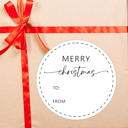 Black Merry Christmas Gifts Tags Stickers, 30 Pcs Christmas Name Tags for Gifts, 2.5x2.5 Inch Holiday Presents Sticker Labels, Festive Chrismas Name Tag for Gift Wrapping Bags Classroom-D25