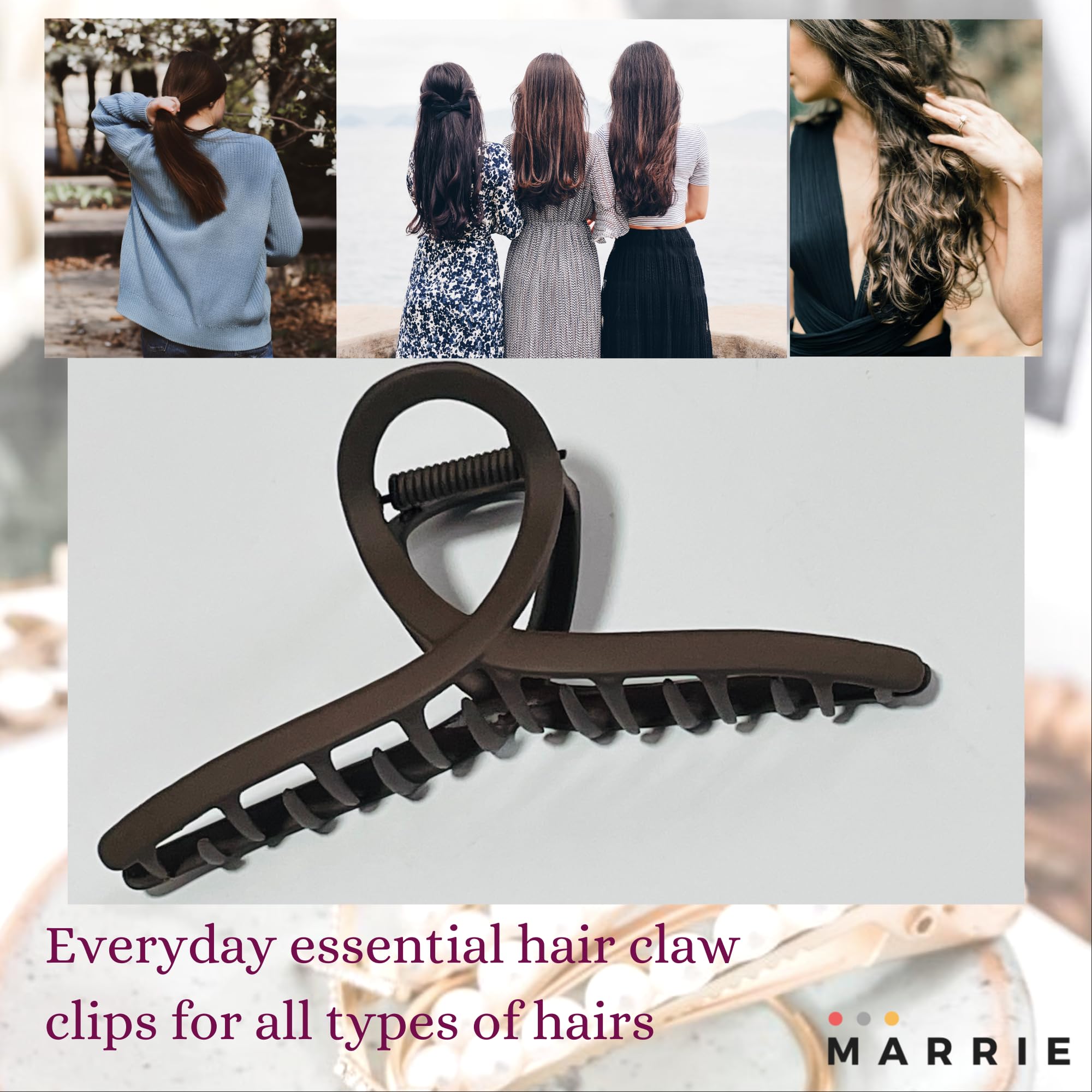 Hair Clips Large Metal Hair Claw Clips Strong Hold Vintage Shark Claw Clips Clamp Hair Accessories for Women Girls Thin Thick Hairs (Dark Brown x 2) - Image 3
