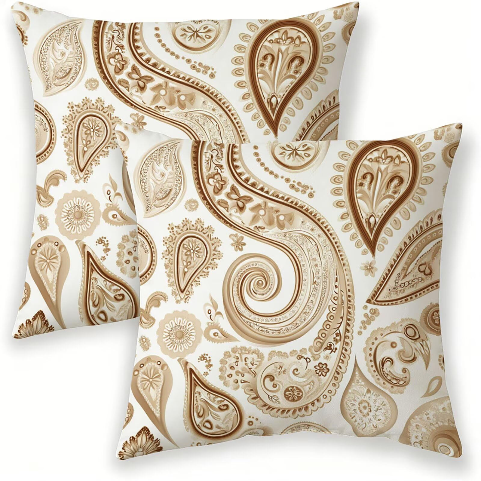 Kissenbezug 80x80 cm Einfach 2er Set, Kissenhüllen Herbst Dekokissen Türkis Outdoor Kissenbezüge Leinen, Doppelseitig Muster Zierkissen Sofakissen für Schlafzimmer Wohnzimme Home Decoration SJ-129