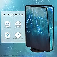 Vista 3 de PlayVital Dust Cover for PS5, Waterproof Console Cover, Soft Nylon, Compatible with Digital & Disc Edition - Green Storm Thunder