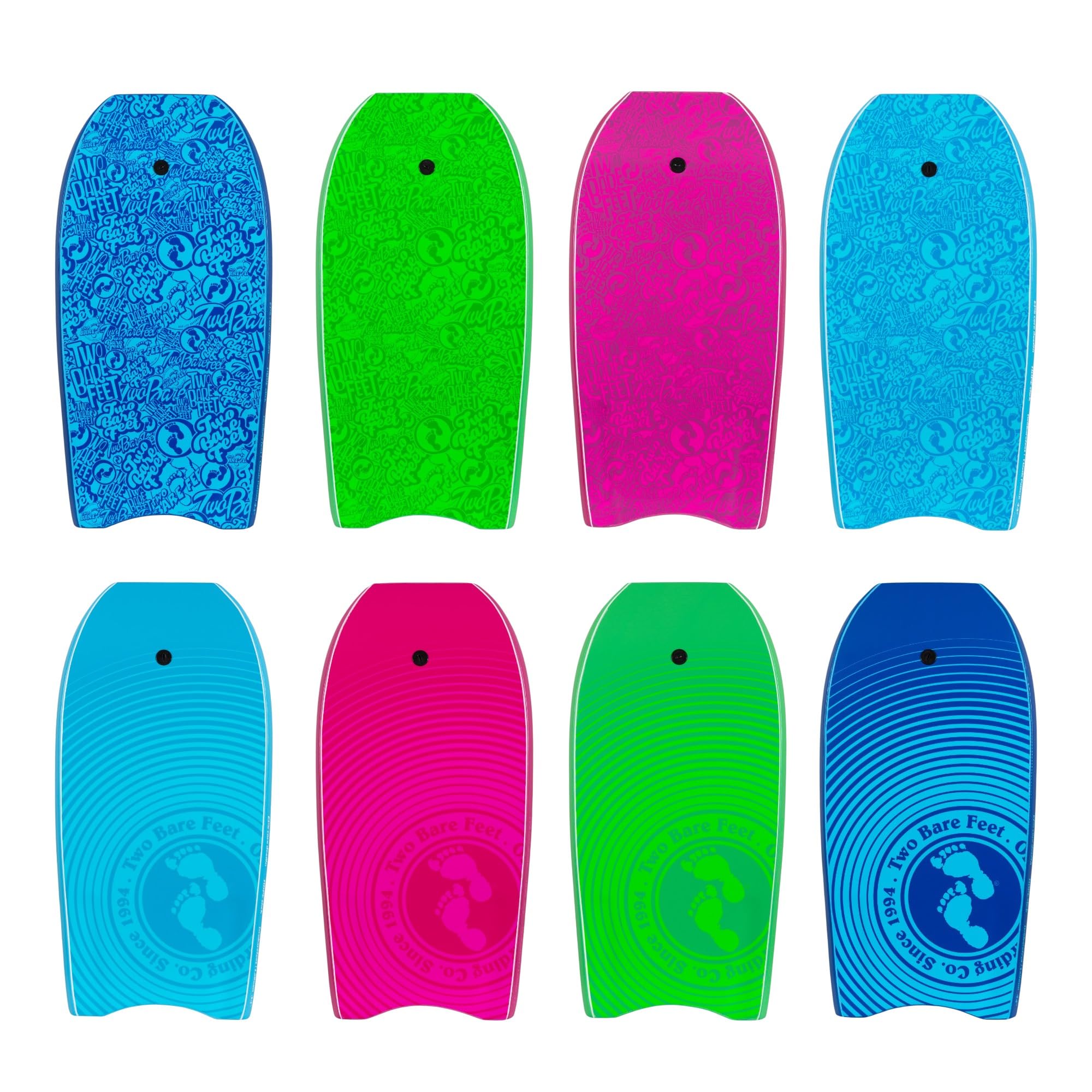 Two Bare Feet Bodyboard with Leash — Adult Boogie Board | IXPE Foam Deck, EVA Core & Slick Bottom | Lightweight, Durable, High-Performance Wave Rider for Beach & Surf (Blue Classic Pattern)