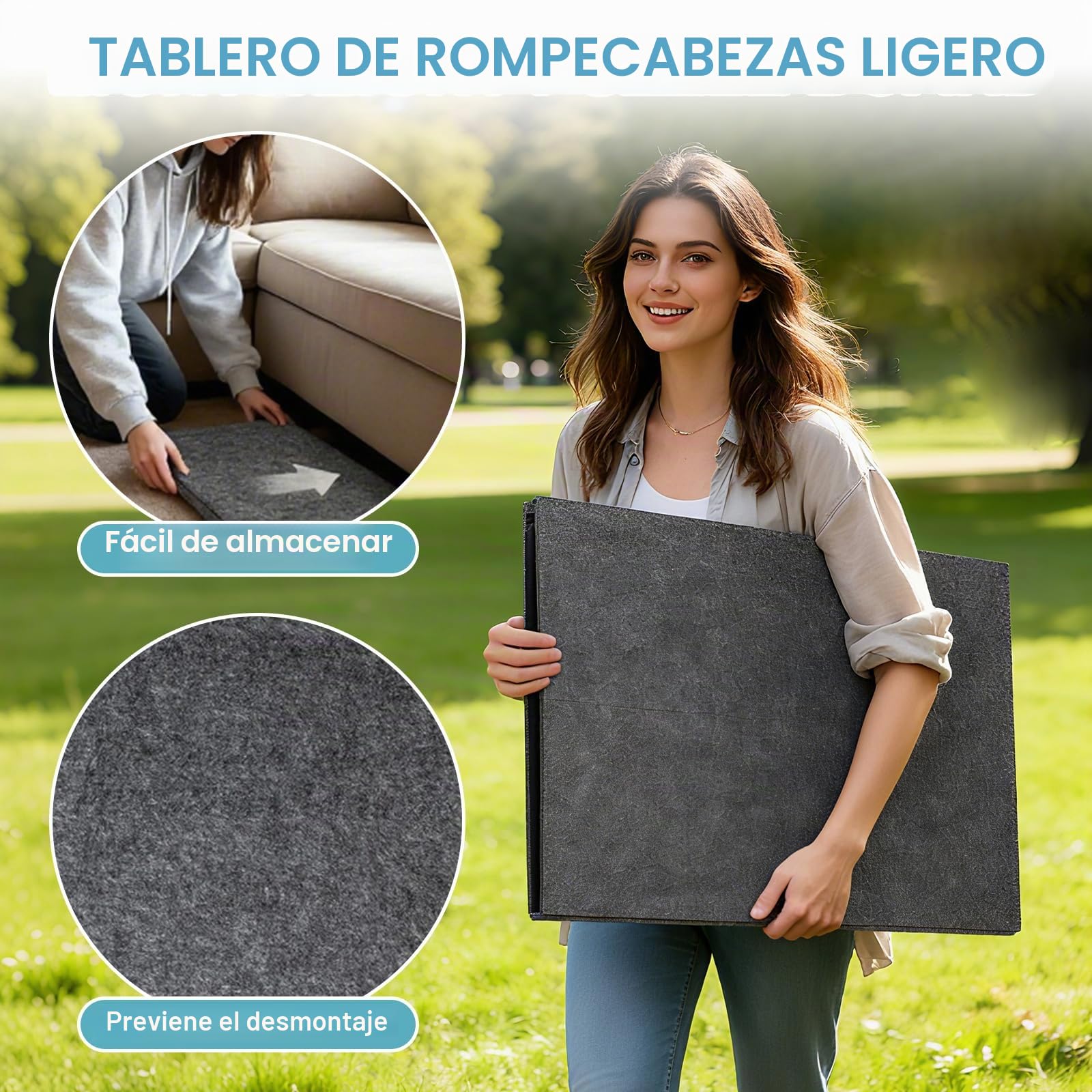 Tabla de rompecabezas plegable, 1000 piezas con soporte 2 en 1 y cubierta, tablero de rompecabezas inclinable con 6 clasificadores, almacenamiento de mesa de rompecabezas, regalo para niños y adultos