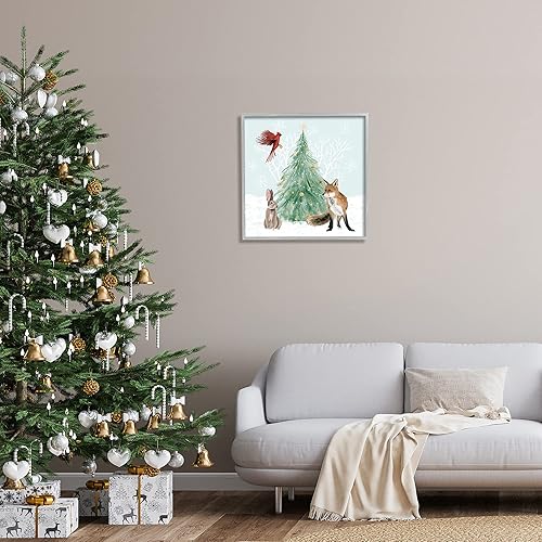 Vista 30 de Stupell Industries Árbol de Navidad decorado con copos de nieve, diseño de Grace Popp Lienzo envuelto en galería