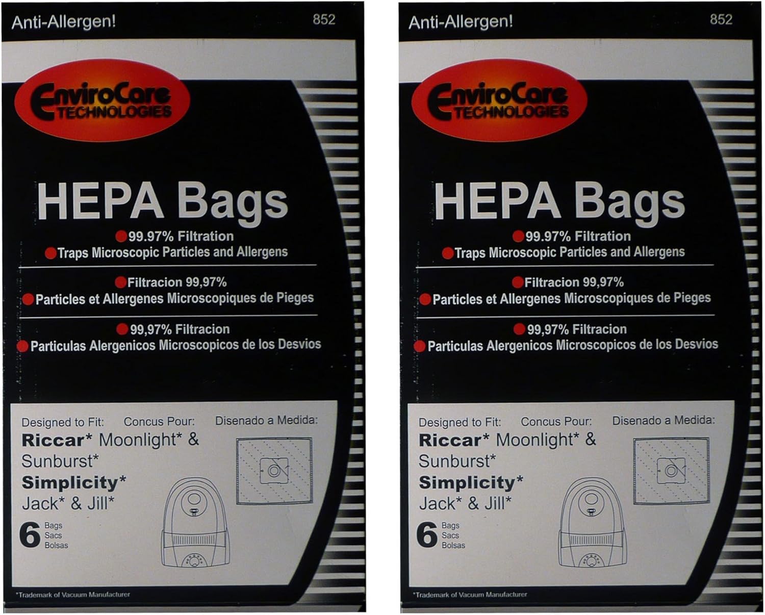 EnviroCare 18 Riccar Moonlight Simplicity Type Z HEPA Vacuum Cleaner Bags