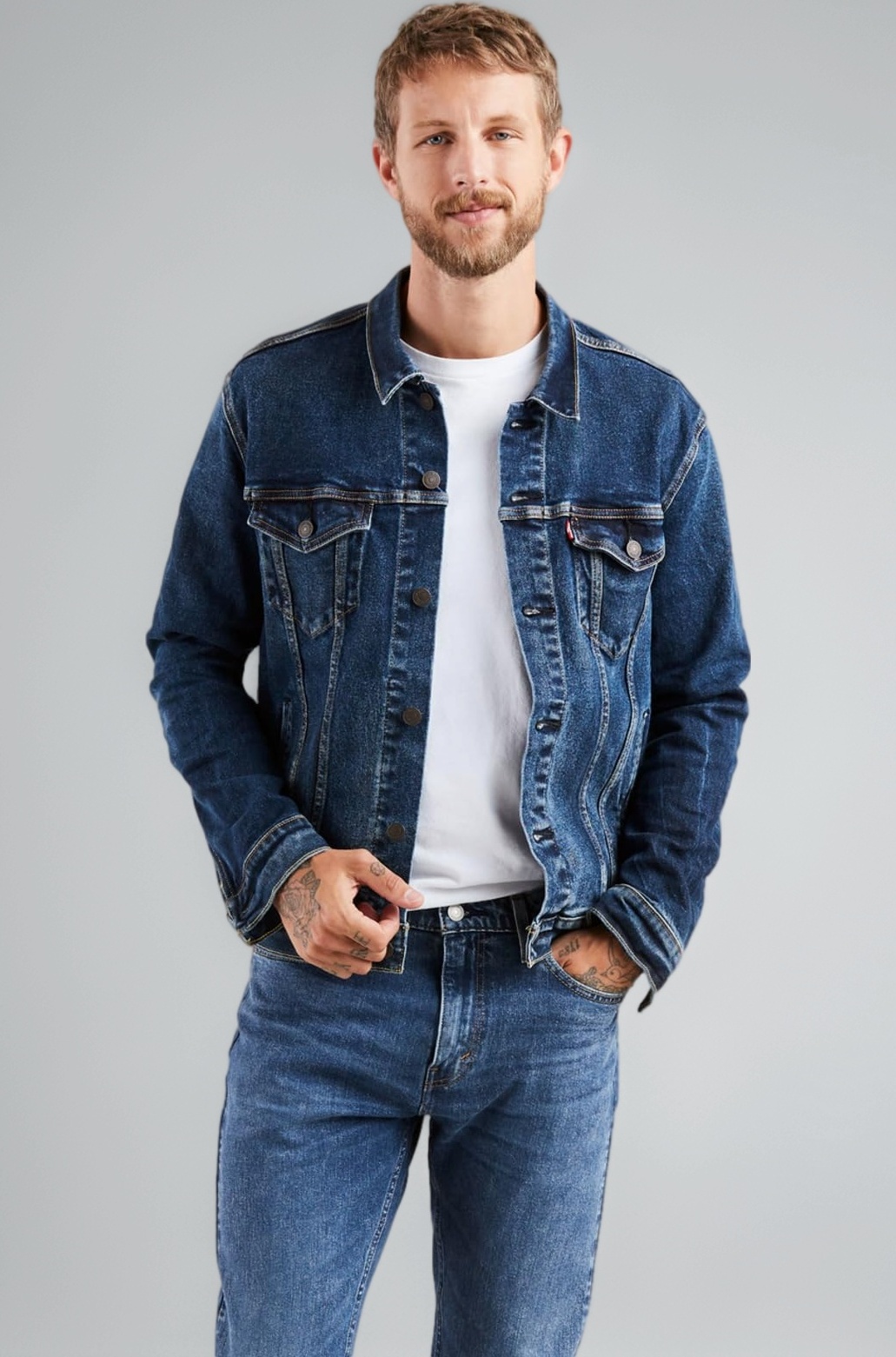 Men's Trucker Jacket (72334-0322-420-L_Blue, Colusa_L)