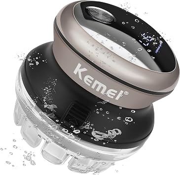 KEMEI المهنية كليبرز الشعر للرجال، التلقائي دائري الشعر المتقلب، لاسلكي الذاتي قطع الشعر كيت مع شاشة LED، KM-887 فضي