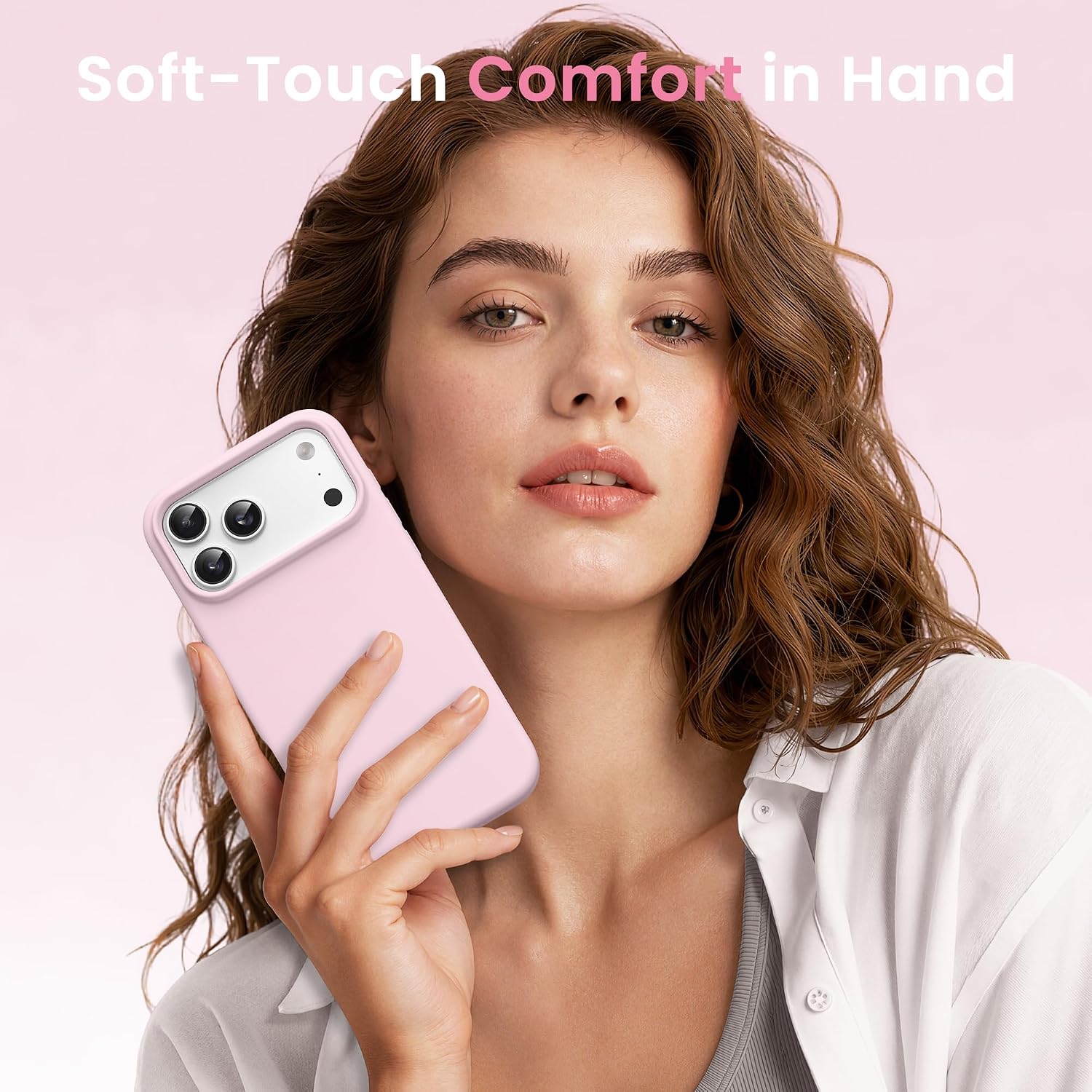 GONEZ Magnetic for iPhone 17 Pro Case, [Compatible with MagSafe] Anti-Scratch Microfiber Lining & Screen Protector, Silicone Camera Control, Shockproof Slim Phone Cover 6.3 inch, Pastel Pink thumbnail