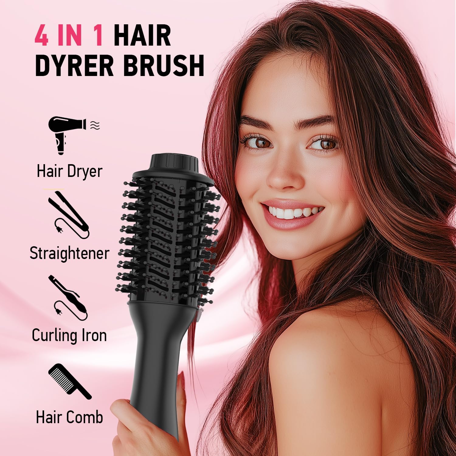 Hair Dryer Brush Blow Dryer Brush in One, MiroPure 4 in 1 Hair Dryer and Styler Volumizer with 4 Speed Temp Settings, Hot Air Brush with Oval Barrel for All Hair Style and Fast Drying, Gold