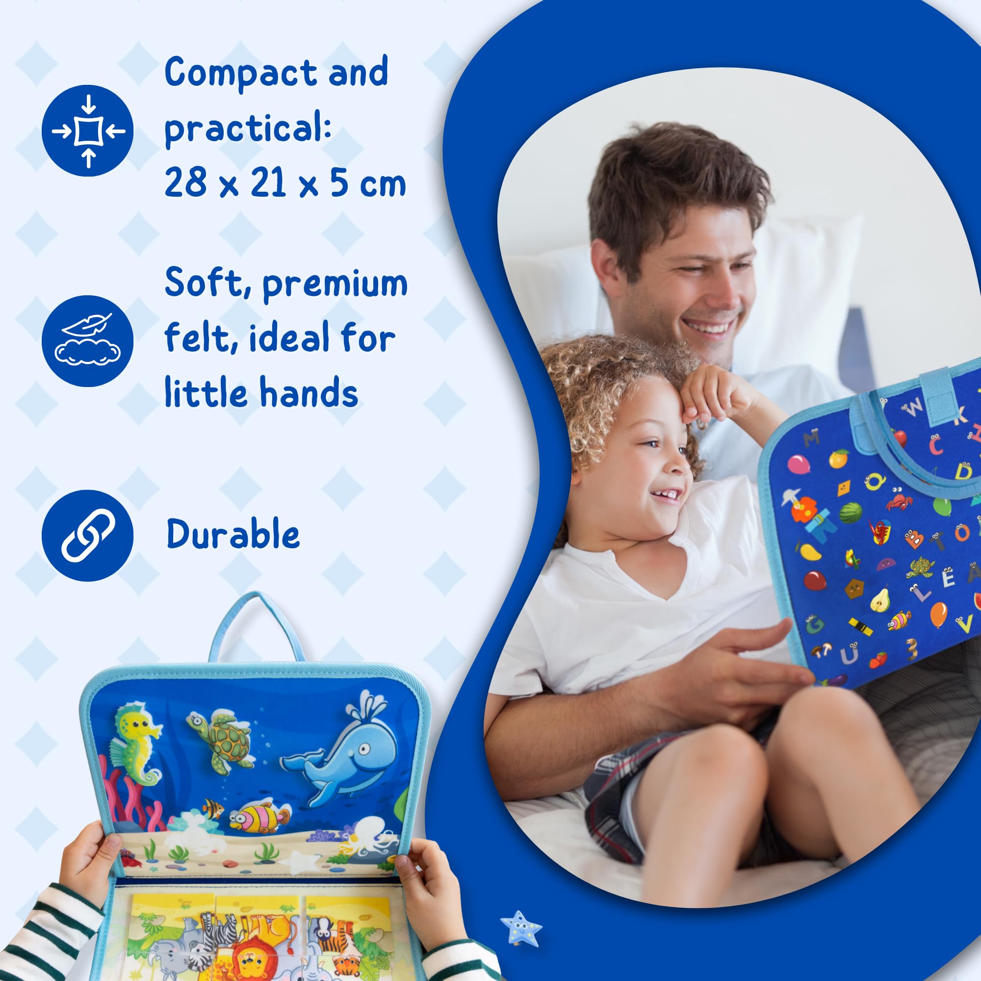 Nene Busy Board Montessori (Version Anglaise) - Jouet éducatif sensoriel pour Enfants 3-6 Ans - Planche d'Activités - Couleurs, Formes, Alphabet, Chiffres, Puzzles - Motricité Fine et créativité