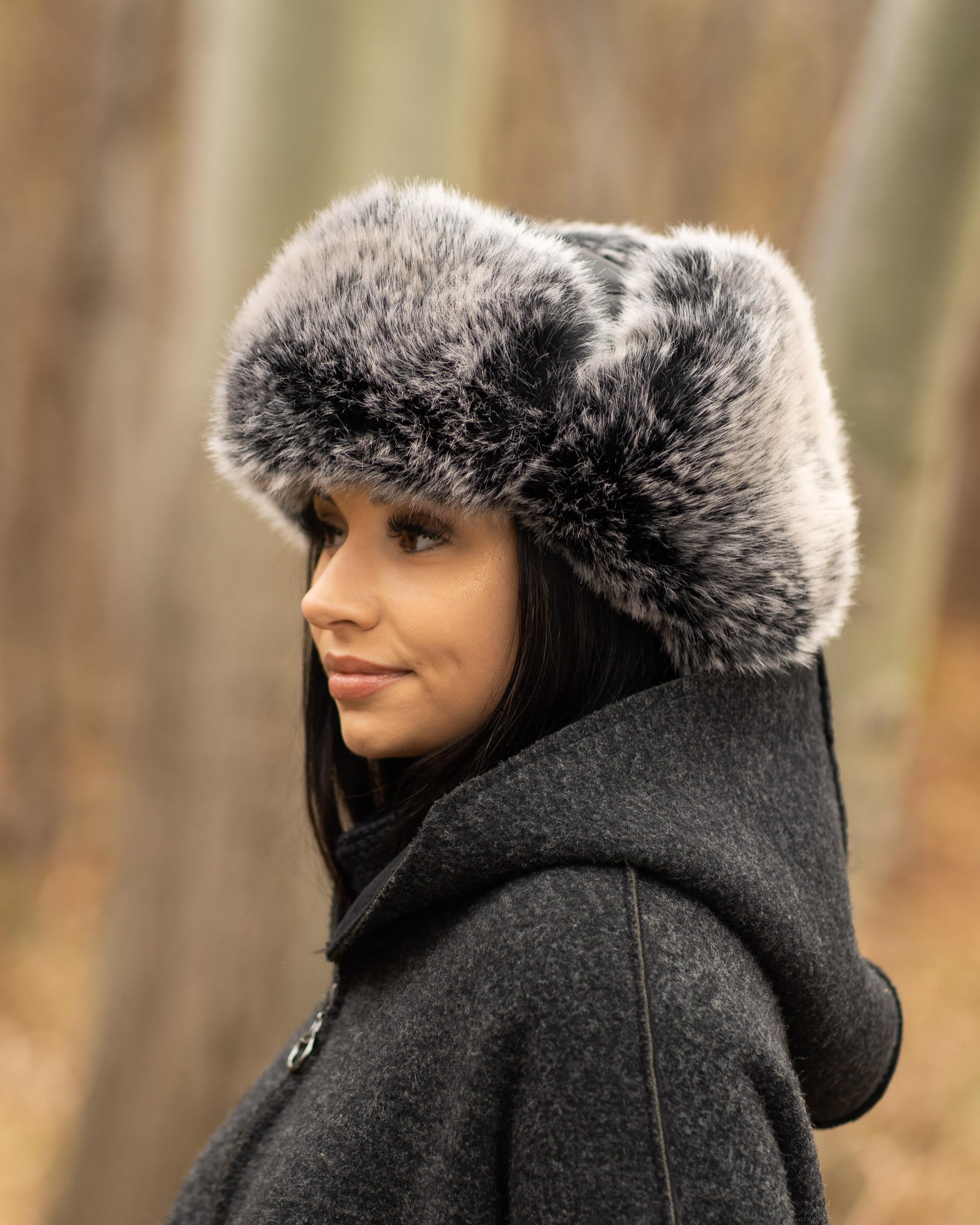 Futrzane Gorro de Aviador de Cuero - Sombrero Ruso - Gorra con Orejeras Mujer