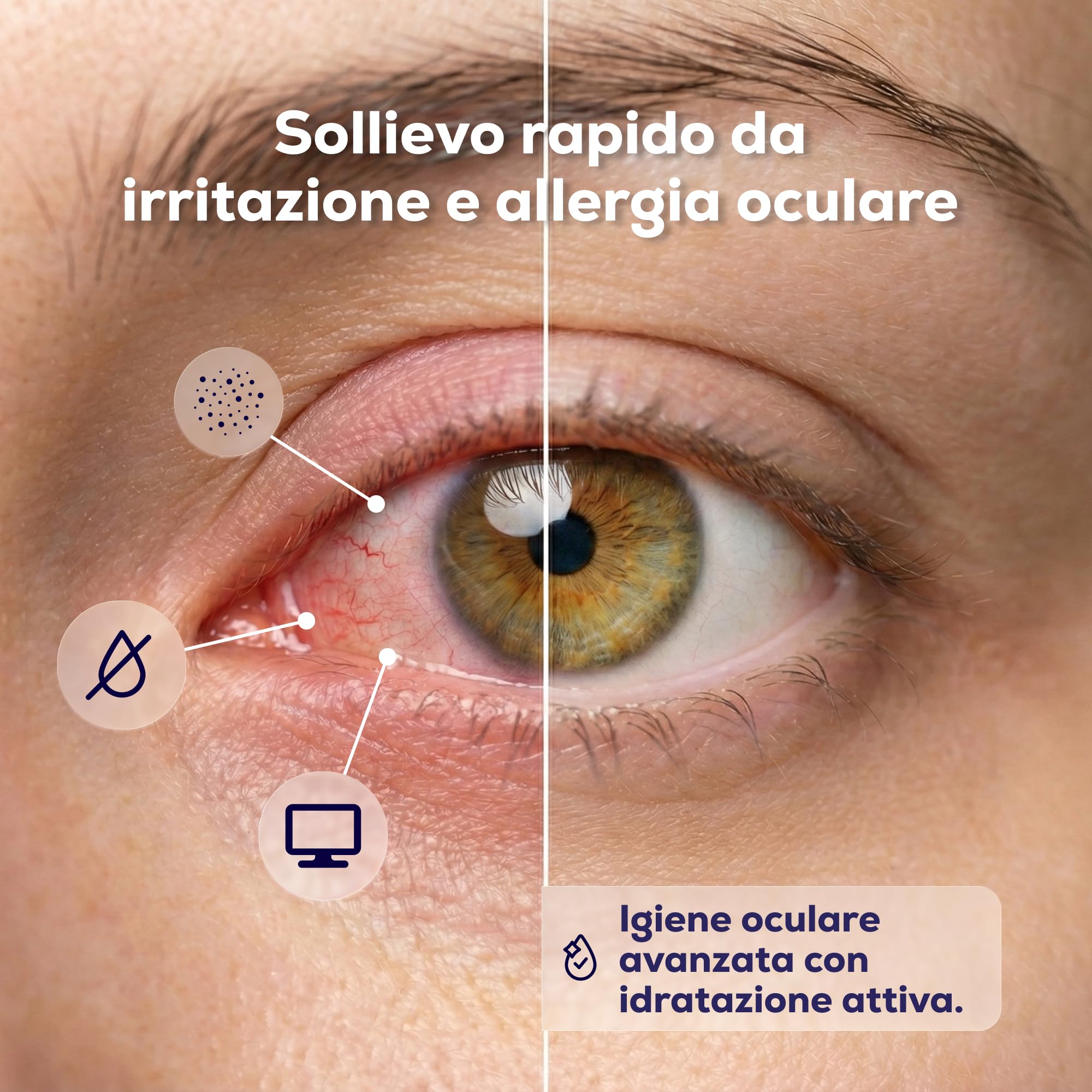 Bagno Oculare con Acido Ialuronico e Vaschetta Oftalmica per Idratazione e Pulizia Profonda degli Occhi, Soluzione Biocompatibile, 2 x 360 ml