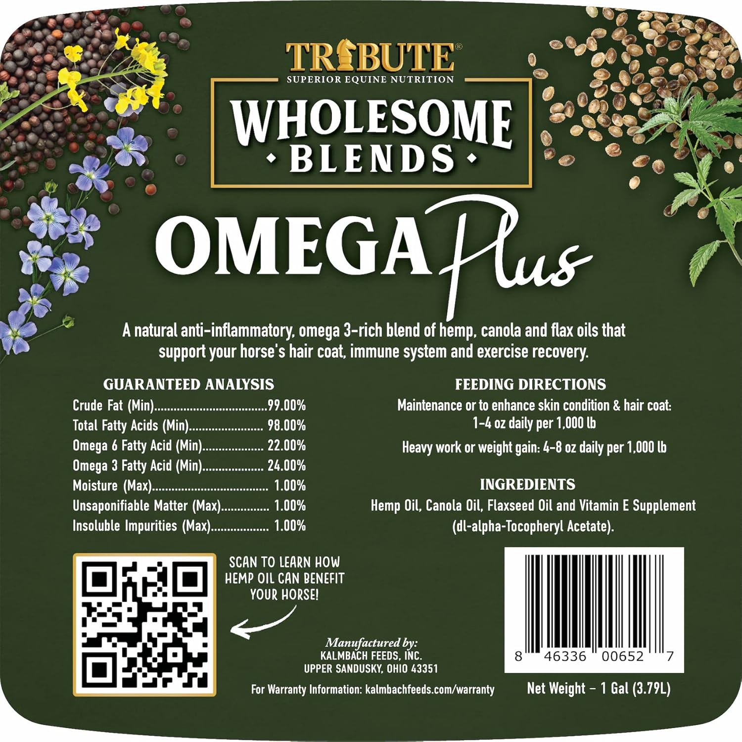 Wholesome Blends Omega Plus Oil Supplement for Horses, 1 Gallon