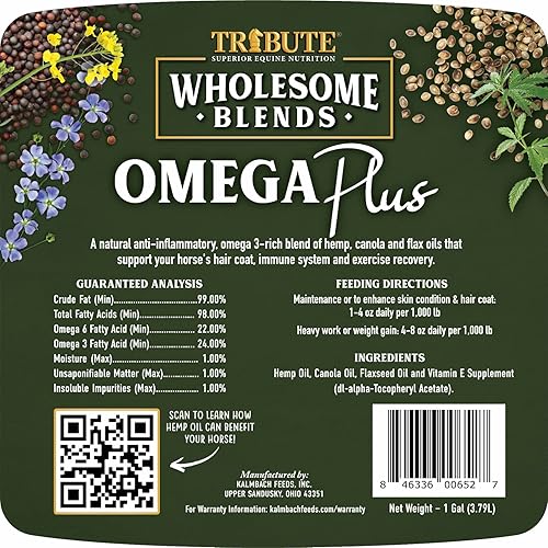 Miniatura 4 de Wholesome Blends Omega Plus Suplemento de aceite para caballos, 1 galón