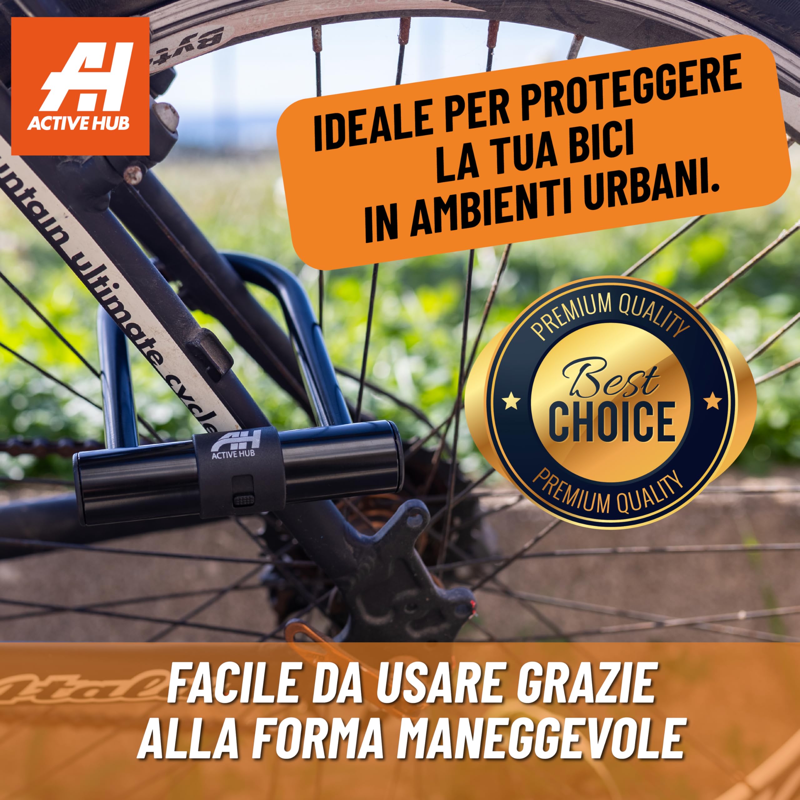 Lucchetto Bici in Acciaio Chiusura a U, Antifurto Bicicletta/Moto con Chiave, con Cavo Flessibile