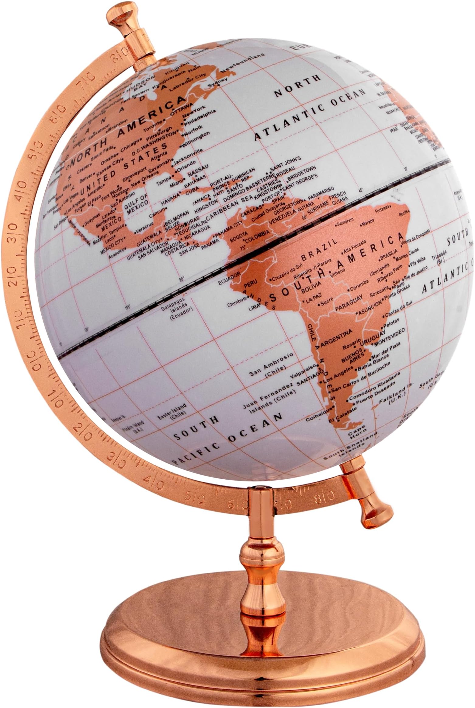 WINNER'S Prime SINGLE JOINT Globe | Height 29 Cm (11.6 Inch) Dia 20 Cm (8 Inch) with Metal Arc & Base | Educational & Decorative Globe(GP808) (White Rose Gold