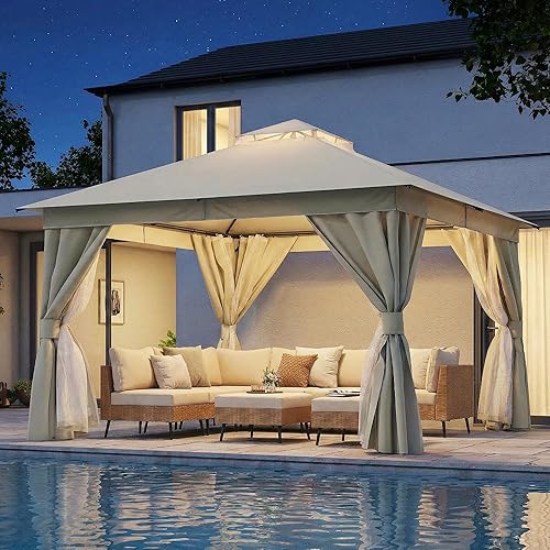 LAUSAINT HOME Outdoor Patio Gazebo 12'x12', Heavy Duty Party Tent
