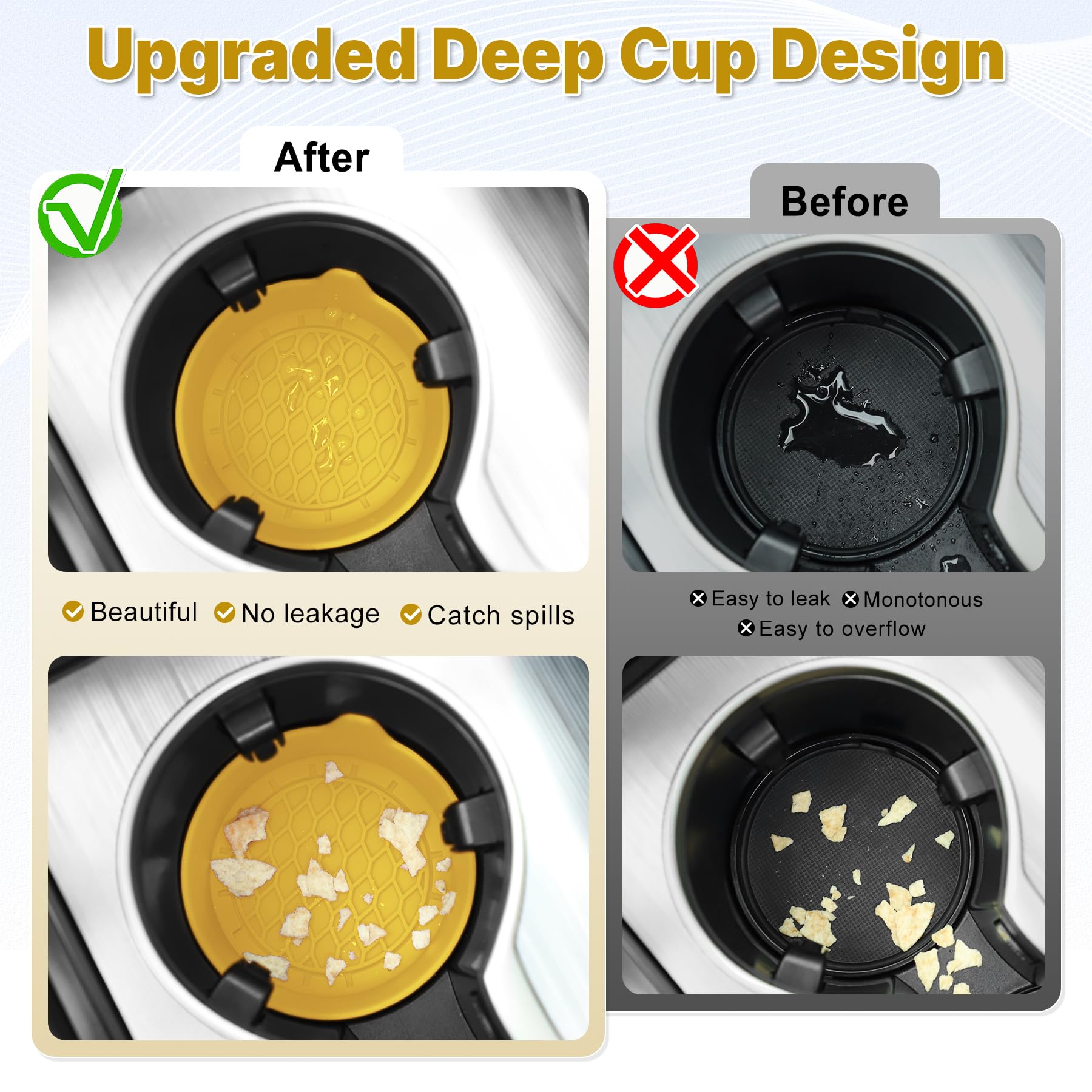 SINGARO Car Cup Holder Coaster, Silicone Cup Holder Insert, Universal Non-Slip Cup Holders, Car Accessories Interior for Women and Man 4 Pack Yellow view 2