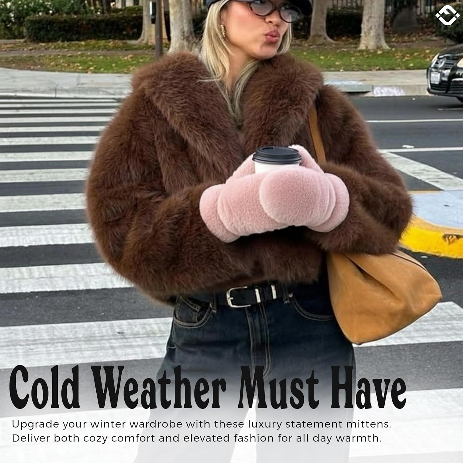 Funky Junque Fuzzy Mittens for Women Faux Fur Cold Weather Gloves Fleece Lined Cute Furry Fluffy Warm Winter Fashion - Image 6