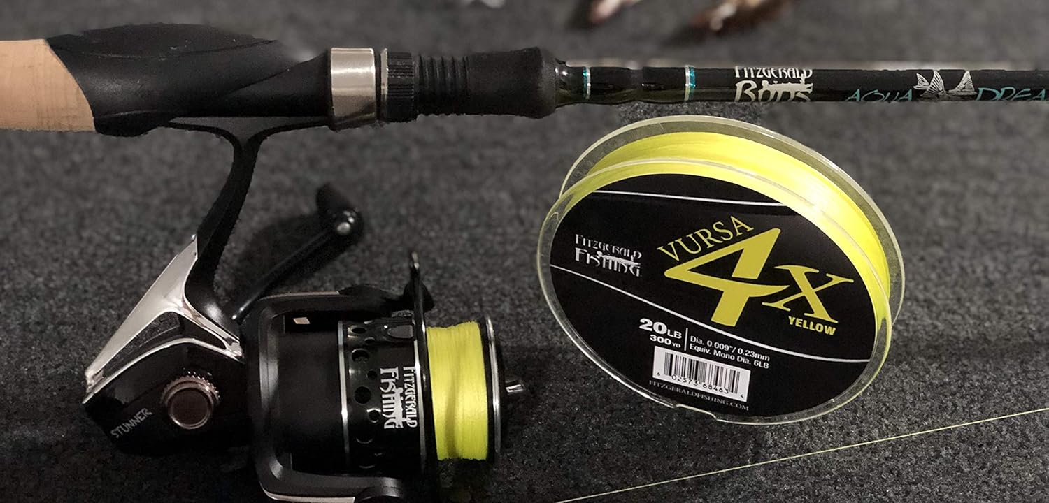 Fitzgerald Vursa 4X 編組釣り糸 - 4ストランド ロングキャスティング 耐退色 淡水 海水釣り糸 - グリーンと