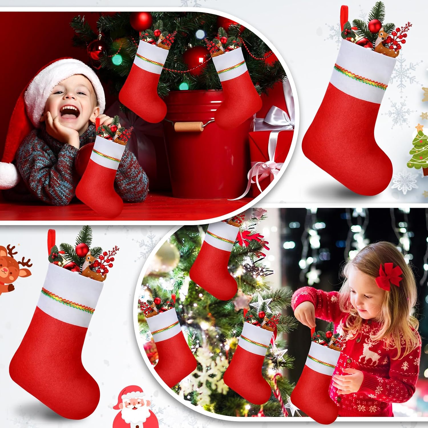 Shappy 100 Pcs Mini Christmas Stockings Bulk 6 Inch Felt Christmas Stockings Xmas Fireplace Hanging Stocking Xmas Felt Knife Spoon Fork Holders for Holiday Party Supplies Decoration(Red)