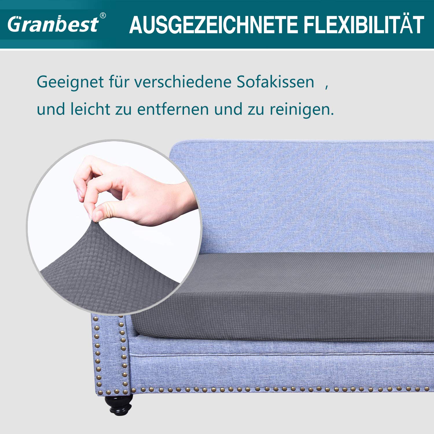 Granbest - Federe per cuscini design moda esclusivo per divano, anti-rughe, lavabili, protezione per animali domestici e bambini (2 posti, beige