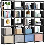 Mavivegue Book Shelf, 16 Cube Storage Organizer, DIY Bookcase, Metal Bookshelf, Display Shelf, Tall Bookcase for Bedroom, Living Room,Office,Closet, Black Cubicle Rack | Display Shelf, Cubicle Rack, Tall Bookcase for Bedroom, Living Room and Home Off